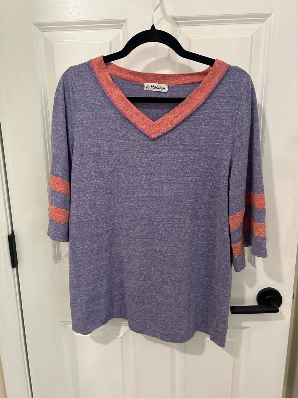 MACARON Purple Top with Coral Trim